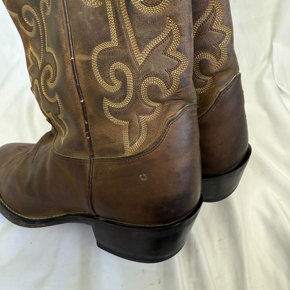 Justin Mens Western Cowboy WIDE 8EE Embroidered Leather 2553 Country Equestrian - Picture 5 of 9